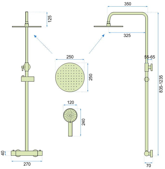 Set de duș cu termostat REA VINCENT GOLD 6