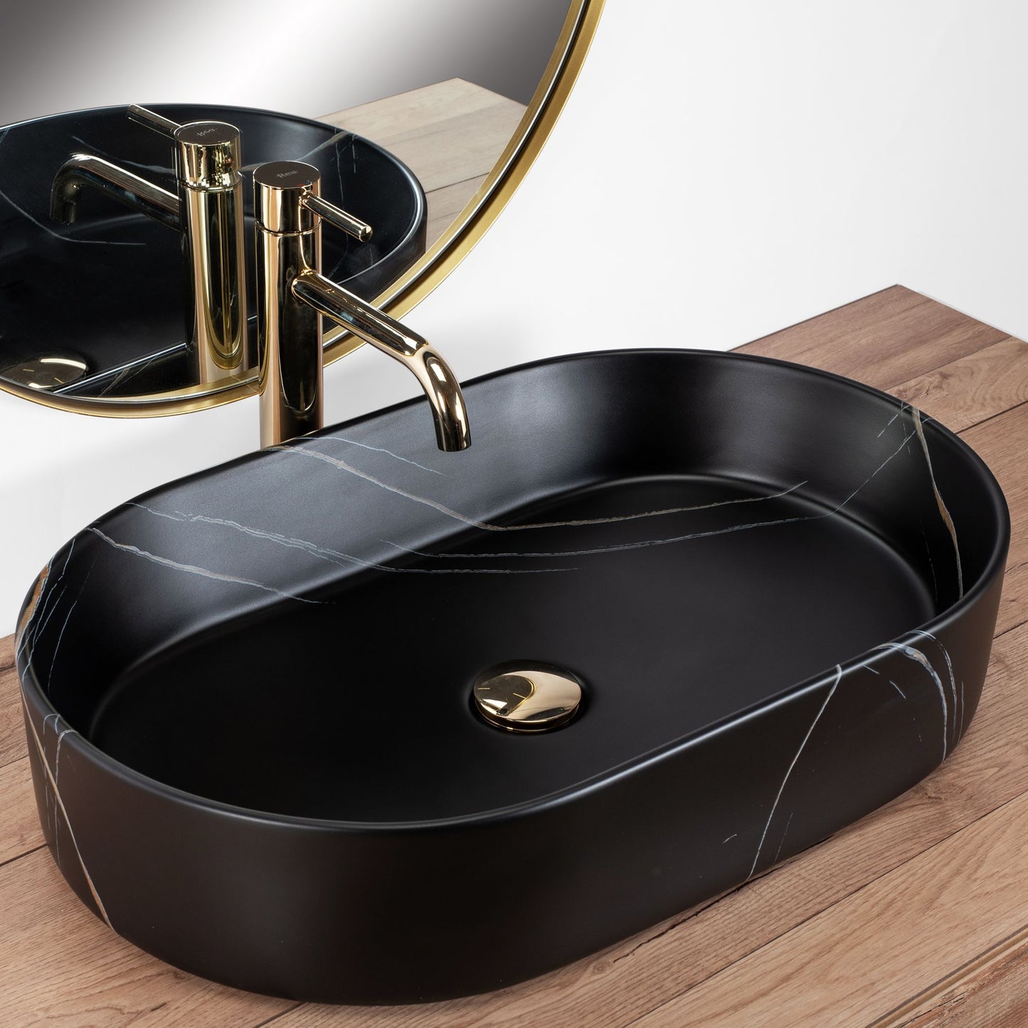 Lavoar ceramic pentru blat Rea Nadia Stone Black Matt 2