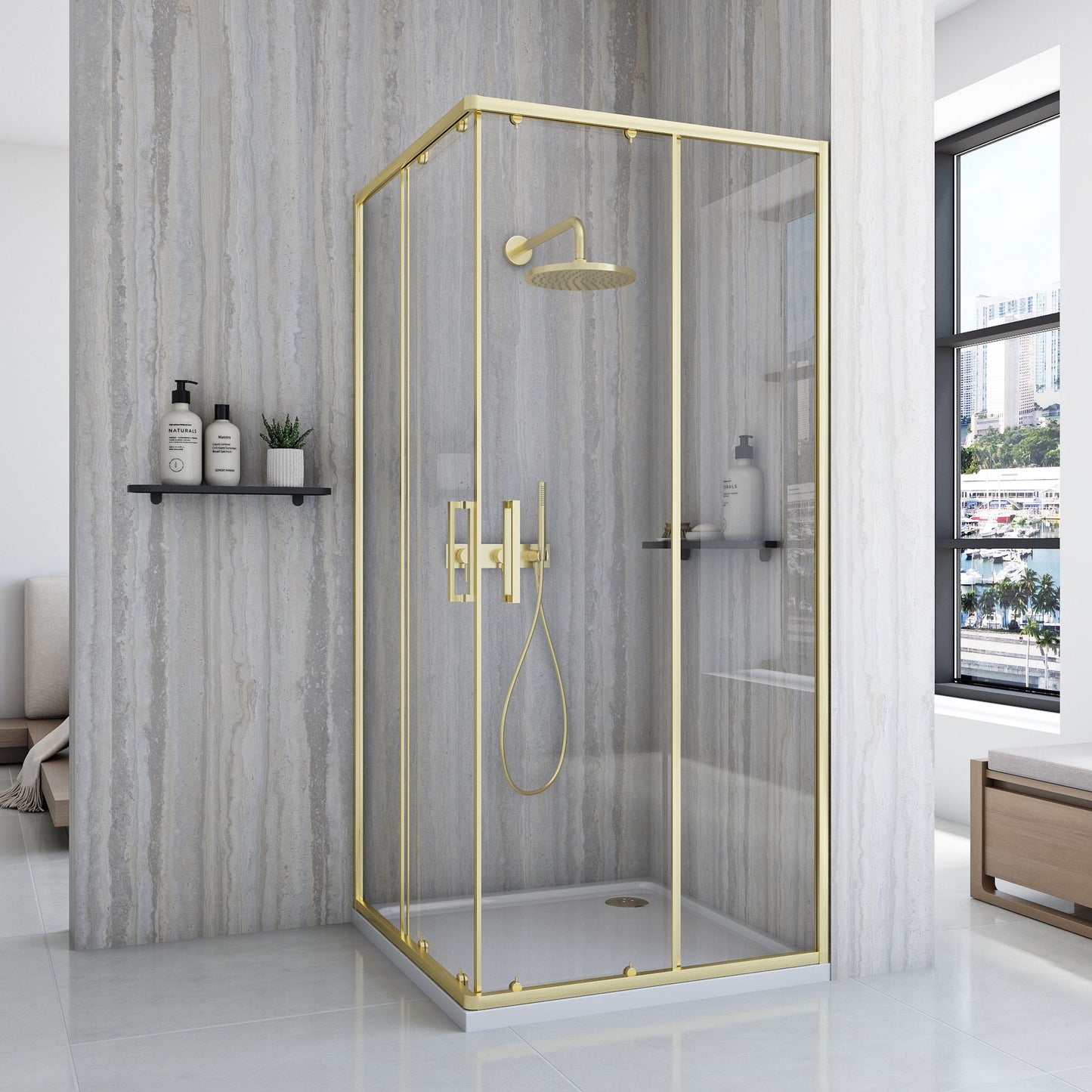 Cabina de dus Rea City 80x80 cm Gold Brush fara cadita 2