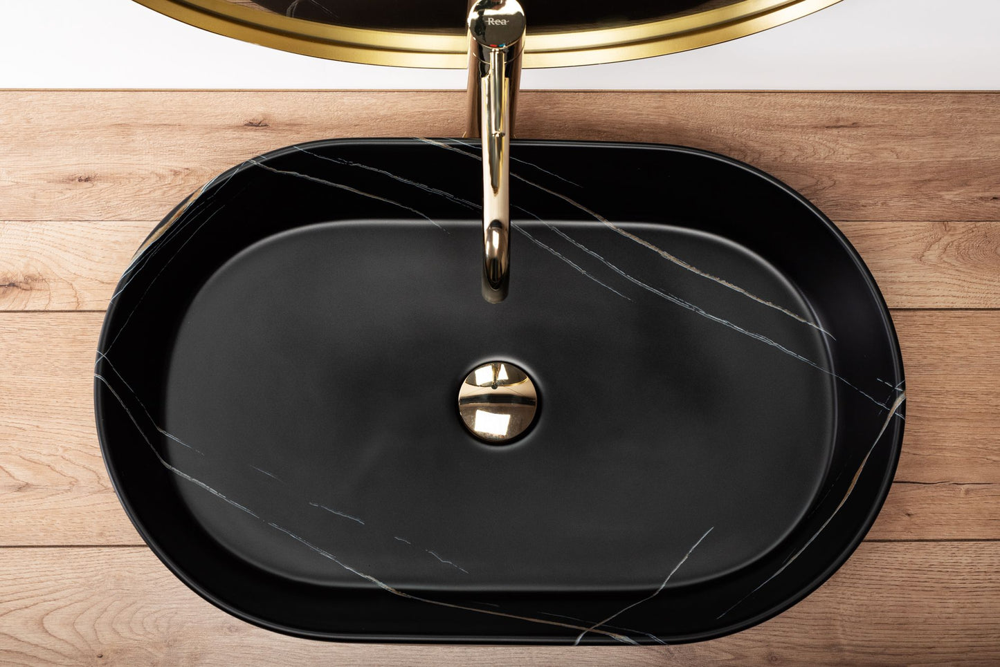 Lavoar ceramic pentru blat Rea Nadia Stone Black Matt 4