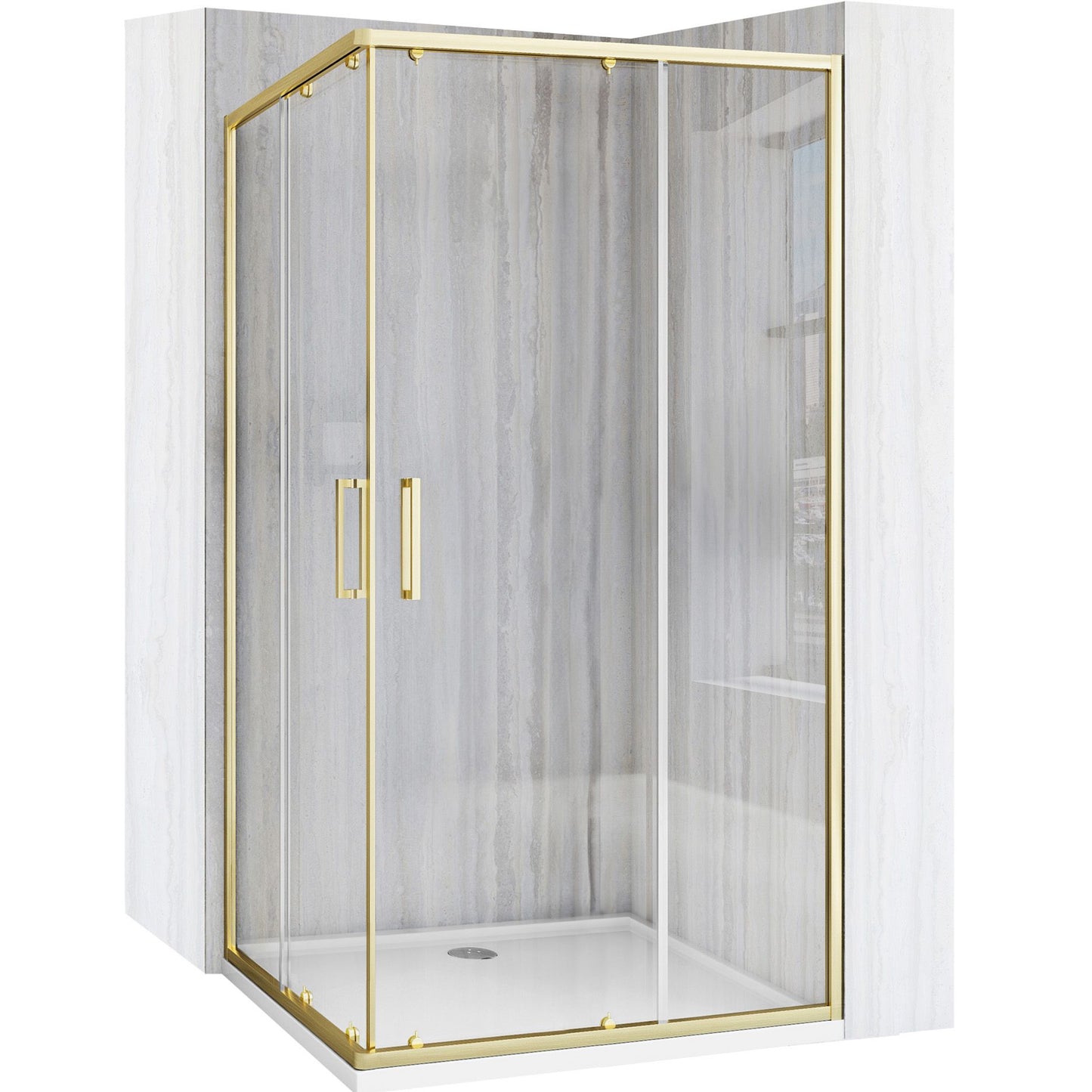 Cabină de duș Rea City 80x100 cm Brush Gold fara cadita 1
