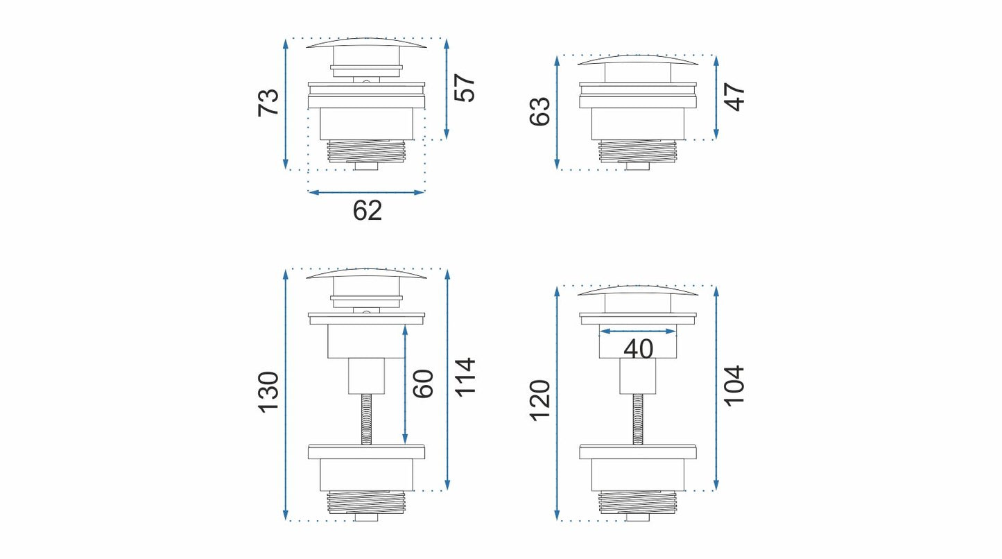 Dop pentru lavoar cu un click-clack universal Rea Chrome 3
