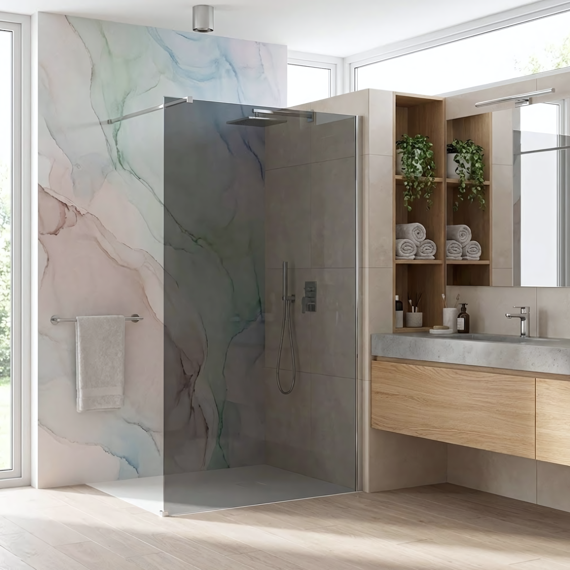 Paravan de dus Rea Flexi Grey / Chrome 140  6