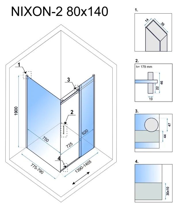 Cabina de dus Rea Nixon 140x80 stanga 7
