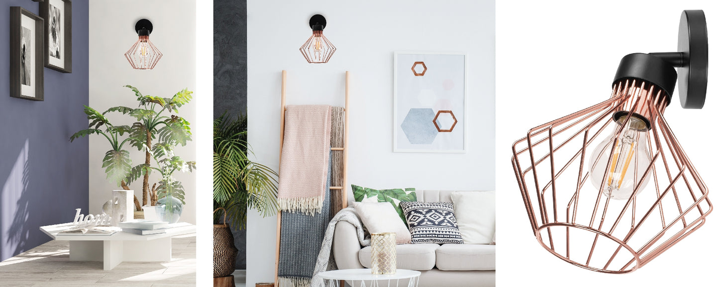 Aplica De Perete Metal Mansardă Roz Negru APP534-1W  7