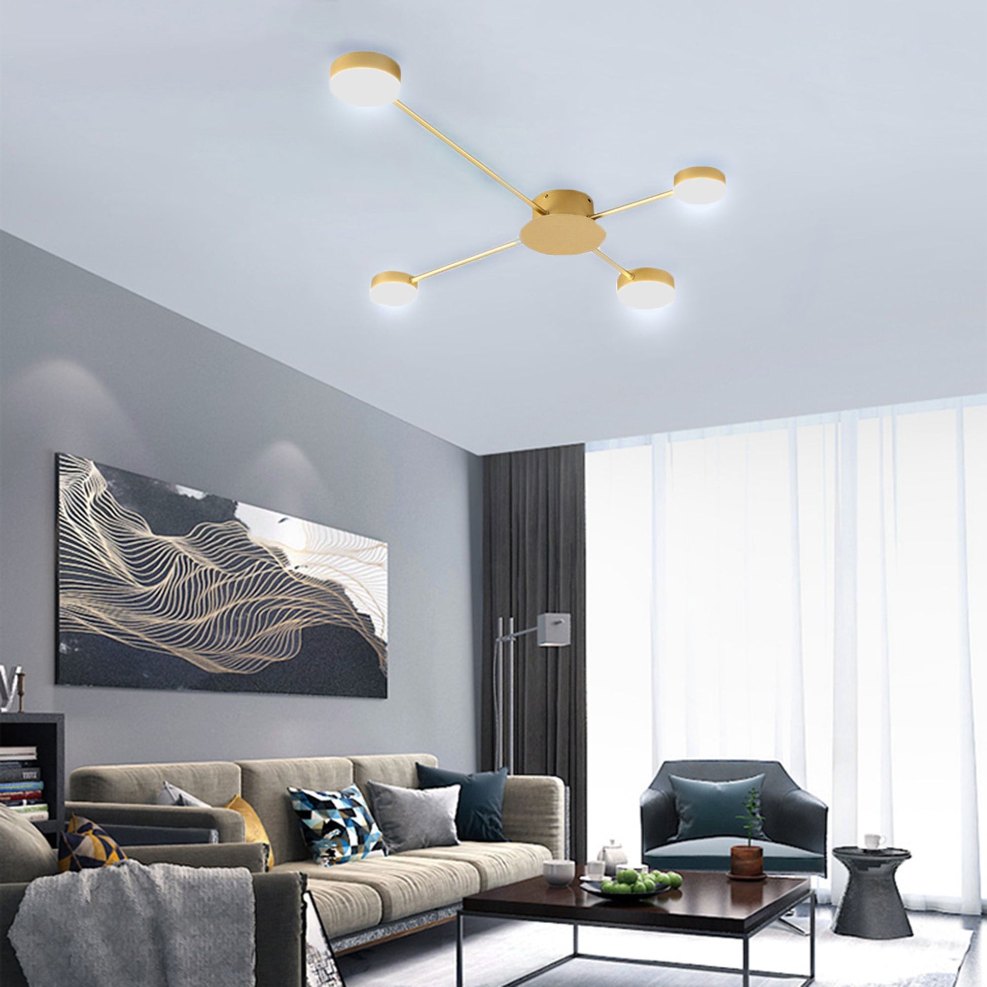 LAMPA DE PLAFON MODERNA GOLD 4-ARM LED APP520-4C  3