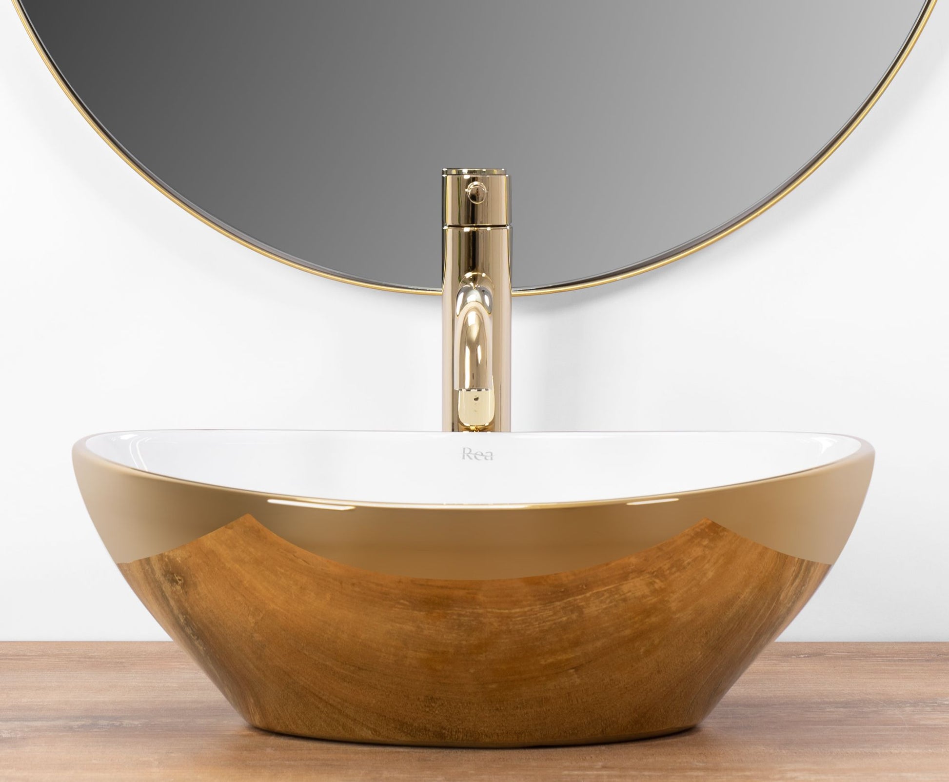 Lavoar pentru blat Rea Sofia Gold / Alb 5