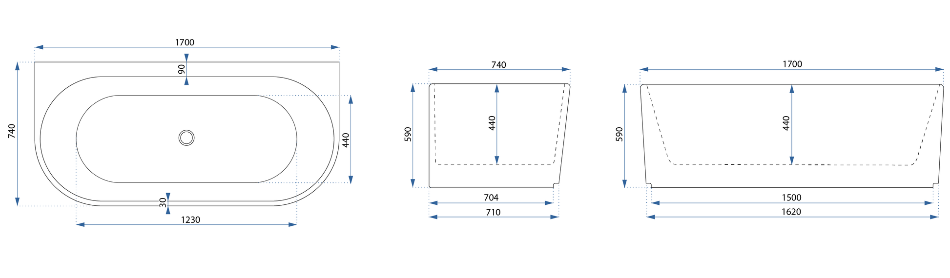 Cada din acril freestanding CORSO 170cm  7