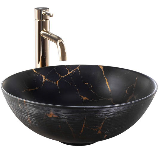 Lavoar ceramic pentru blat Rea Stella Black Marble Brush 1