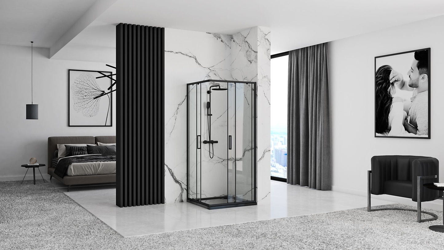 Cabina de dus Rea Punto negru 90x90 cm fara cadita 6