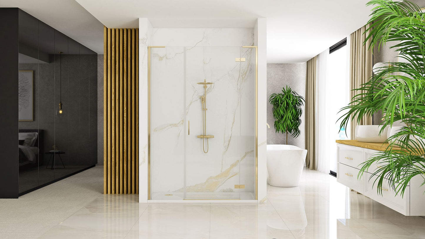 Ușă de duș Rea Hugo 100 Gold Brush + Panou de duș 30 5