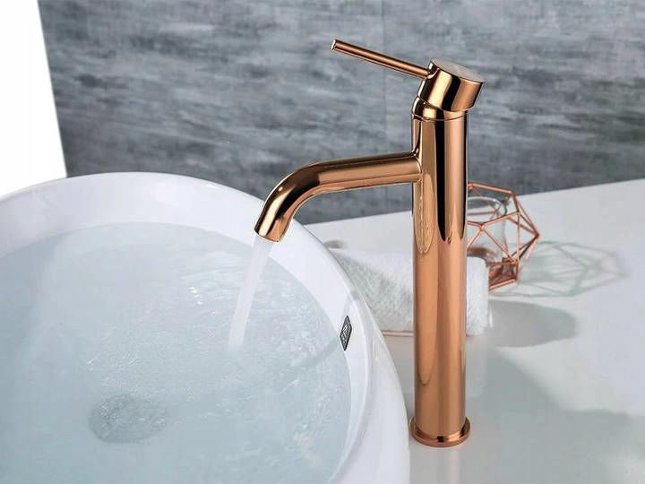 Baterie pentru lavoar Rea Lungo Rose Gold High  3