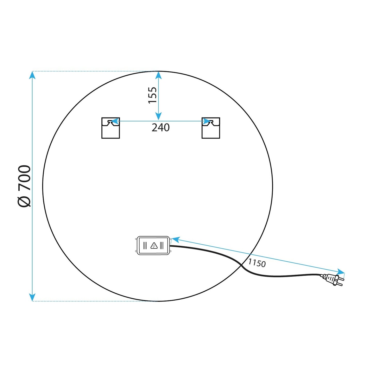 Oglindă Led 70cm Mmj Black  10