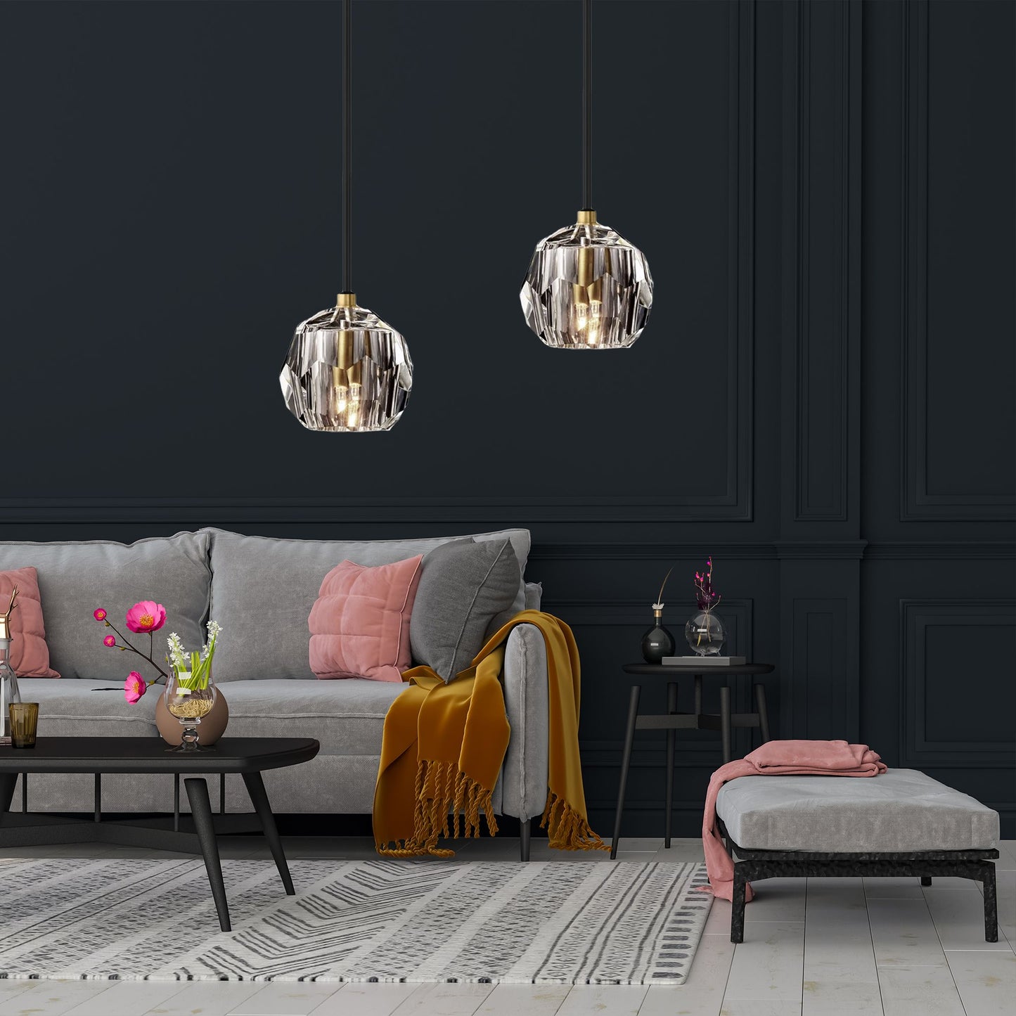 Lampă de tavan din cristal neagra APP586-1CP  8