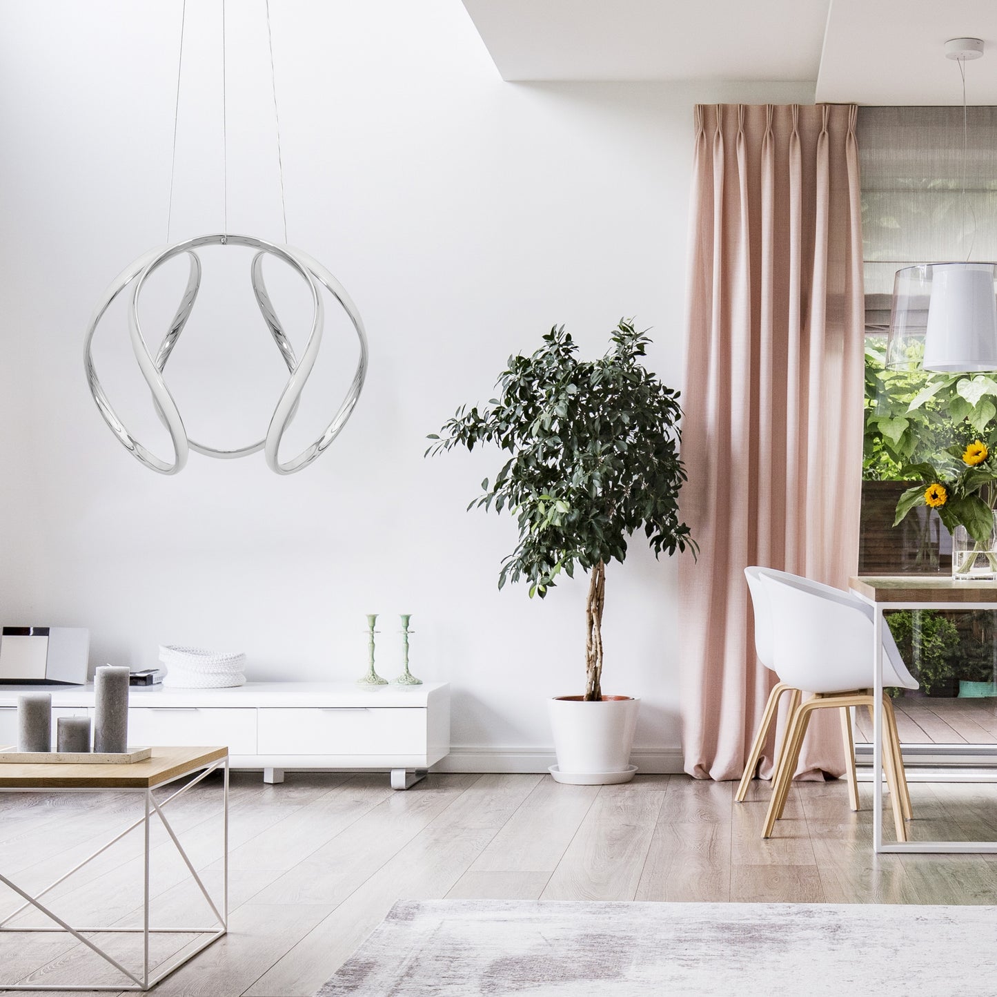 Lampă Suspendată Modernă De Tavan Led + Telecomanda Chrome App385-cp  6