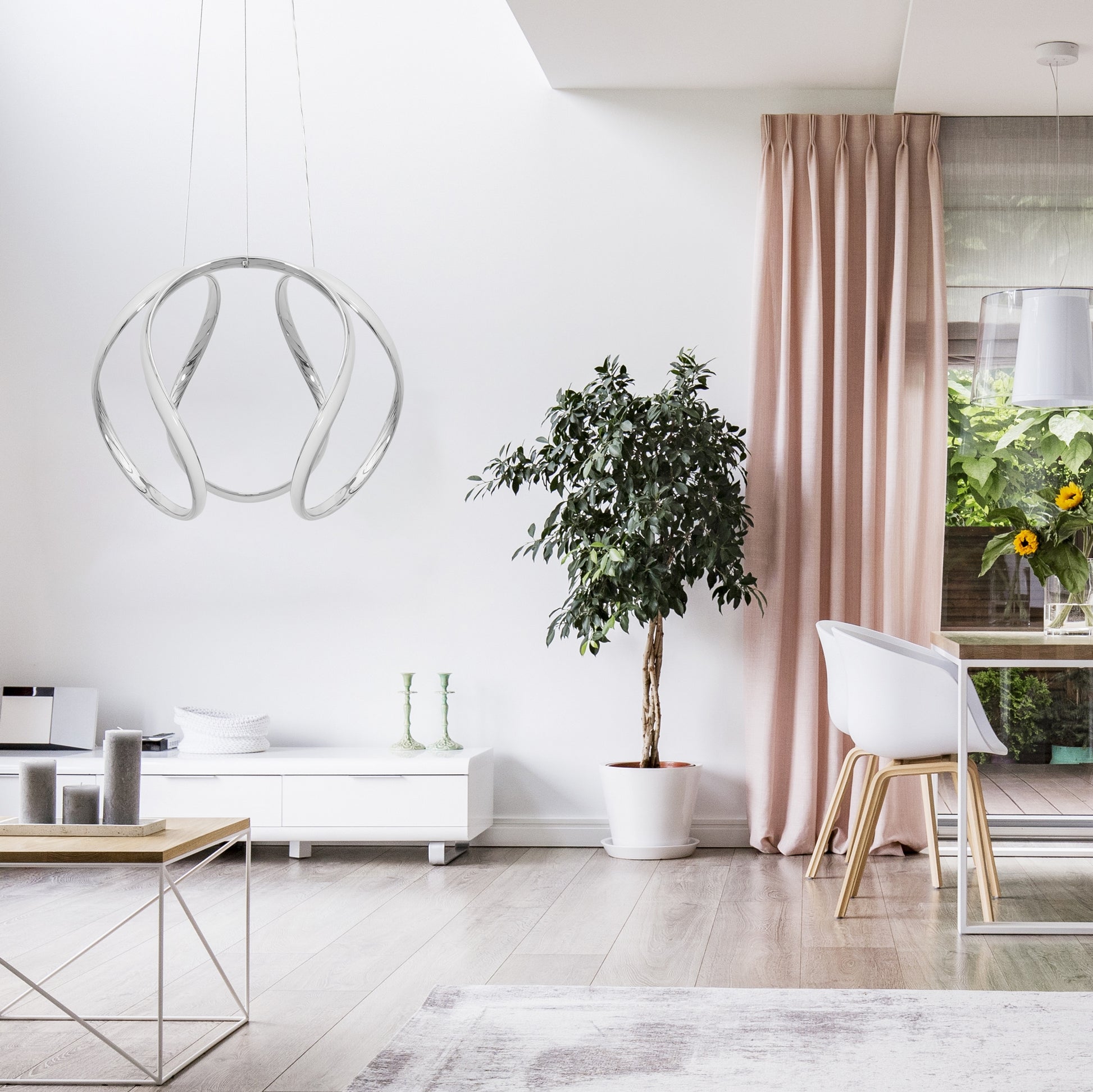 Lampă Suspendată Modernă De Tavan Led + Telecomanda Chrome App385-cp  6