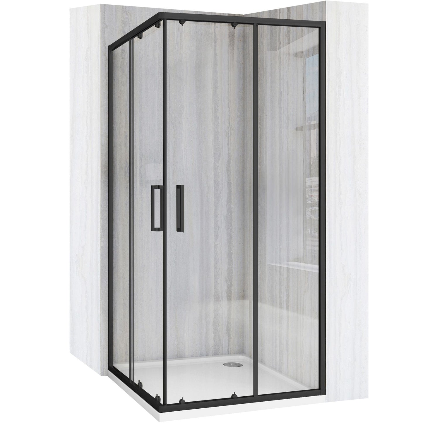 Cabina de dus Rea City 80x80 cm Black cu cadita Savoy 1
