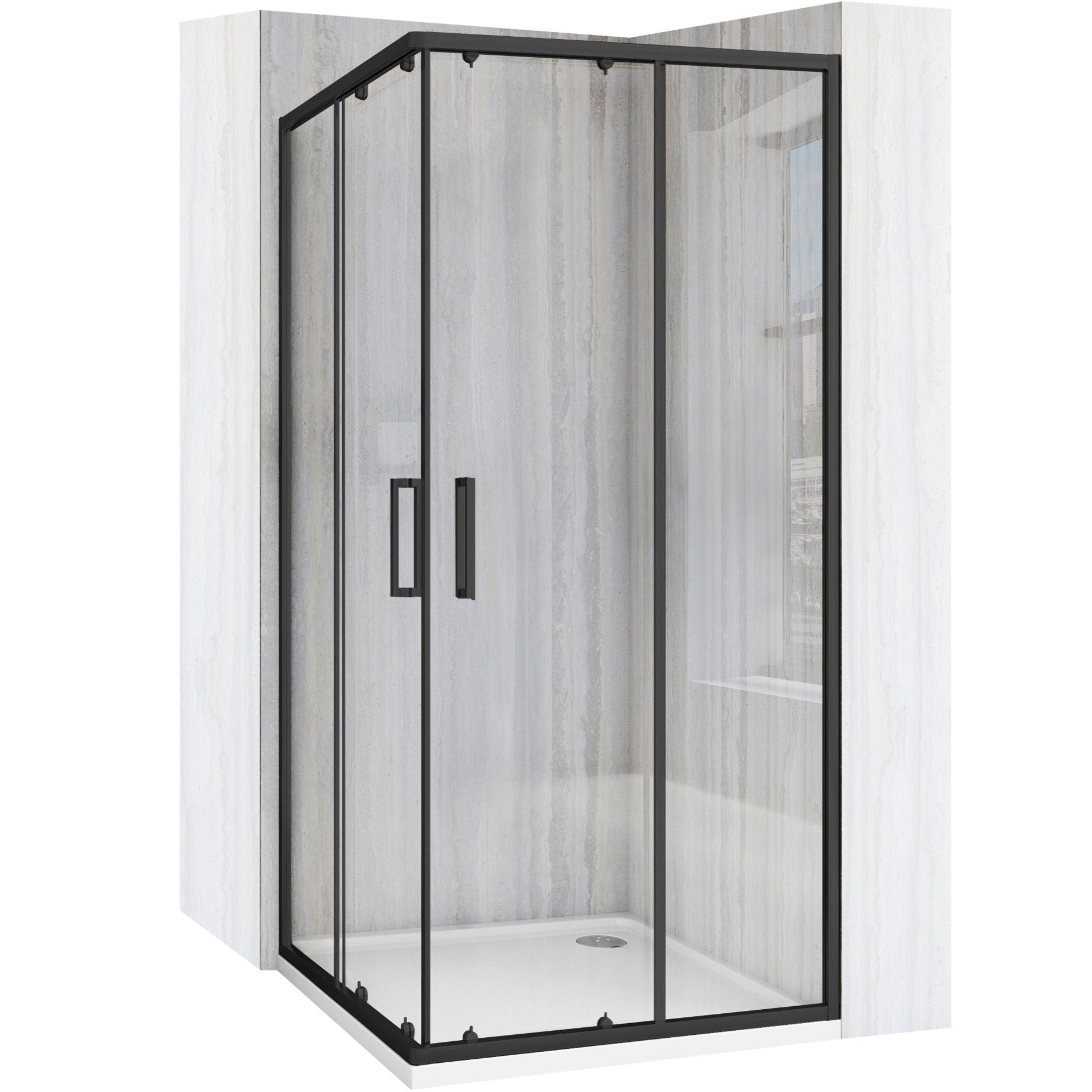 Cabina de dus Rea City 80x80 cm Black cu cadita Savoy 1