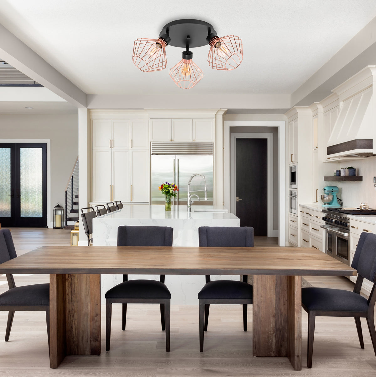 Lampă Metalică Loft Plafon Trandafir Negru APP536-3C  5
