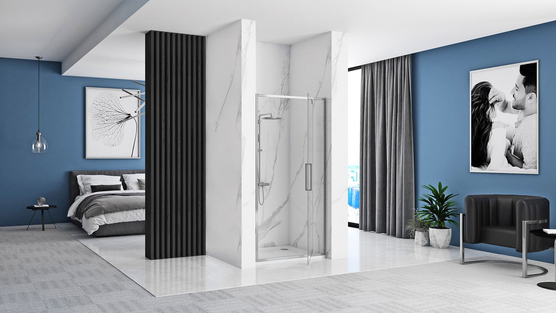 Ușă de duș batanta REA Rapid Swing Crom 100  2