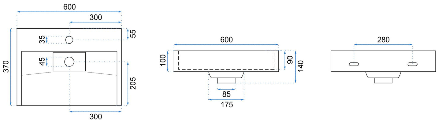 Lavoar pentru blat GOYA 60CM  7