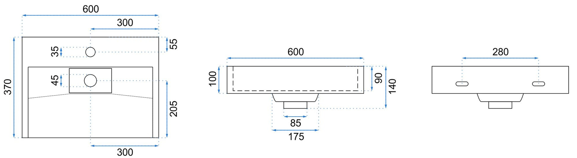 Lavoar pentru blat GOYA 60CM  7