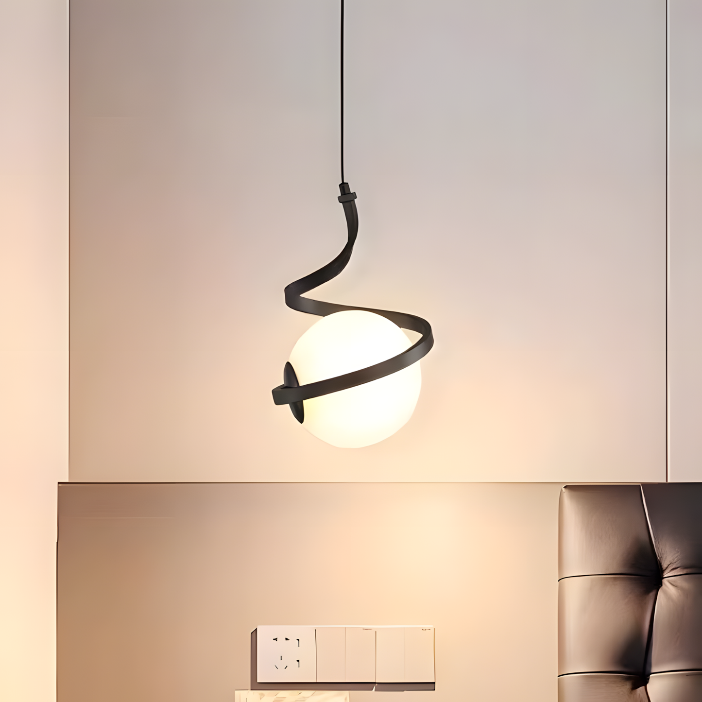 Sferă De Sticlă Spirală Lampă Suspendată APP1732-1CP Black  3