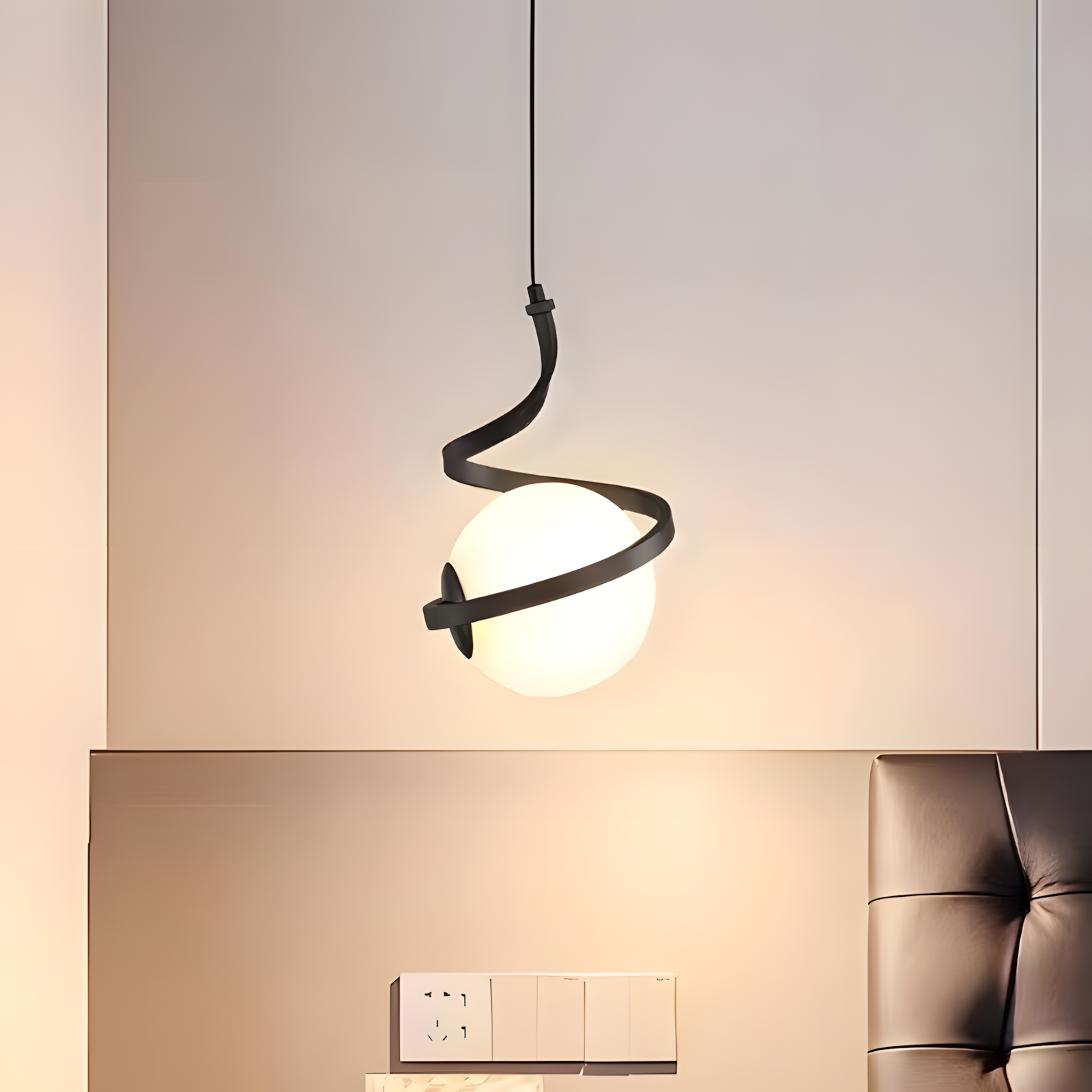 Sferă De Sticlă Spirală Lampă Suspendată APP1732-1CP Black  3