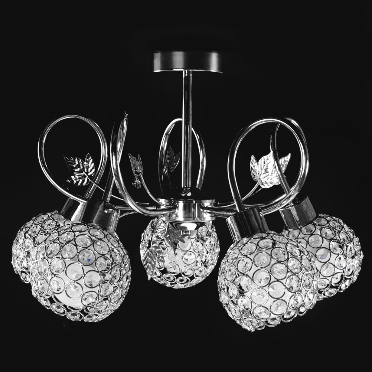 Candelabru cu lampă de cristal cu frunze metalice APP636-5C  5