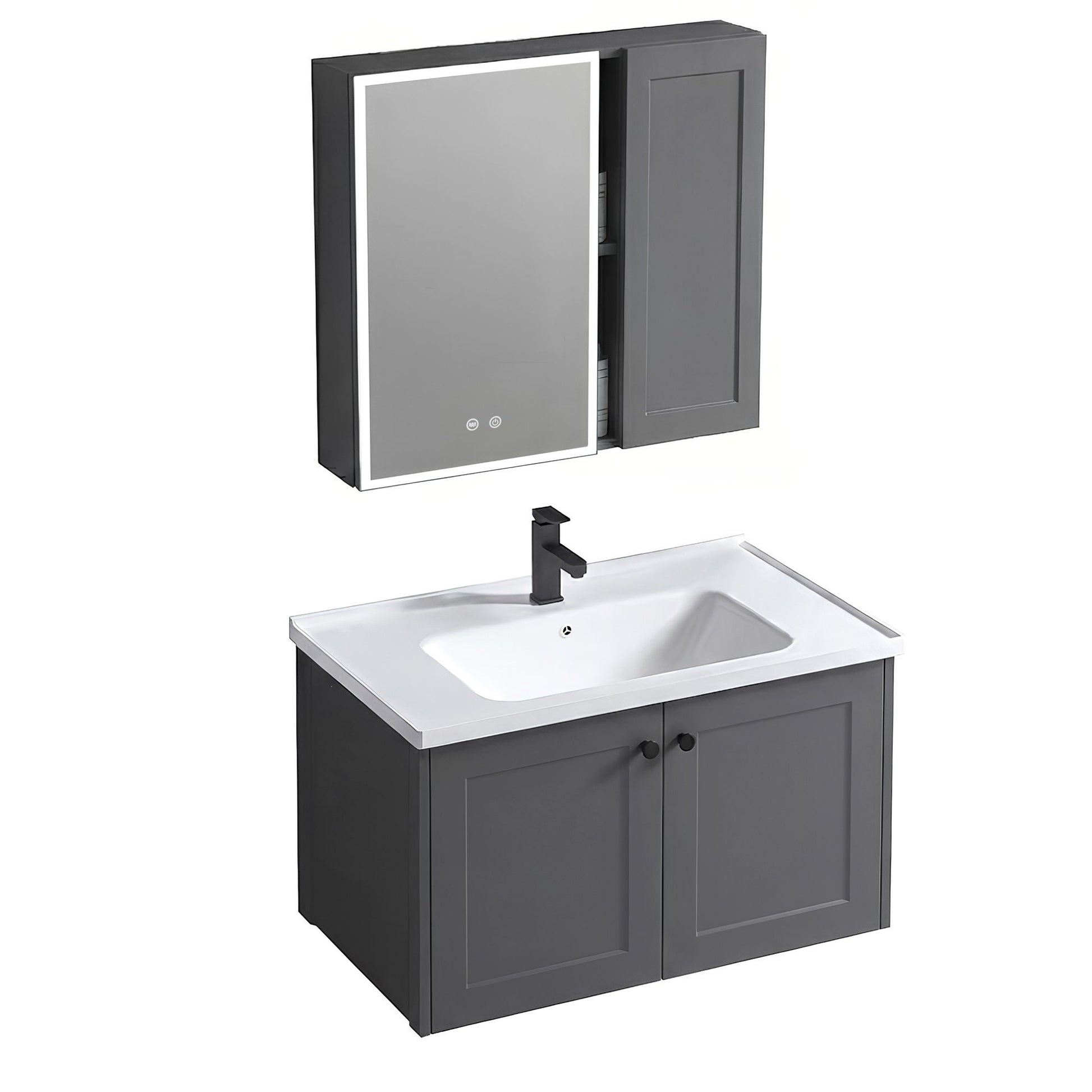 Set mobilier de baie cu lavoar Monti 60cm Grey  5