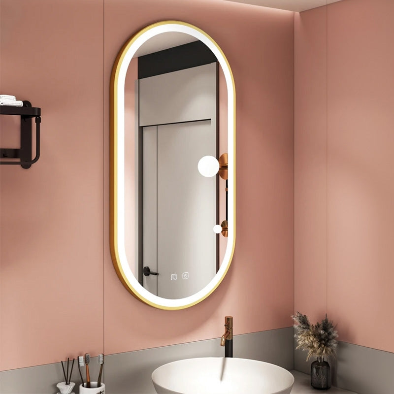 Oglindă LED OVL 50x100cm Brush Gold  7
