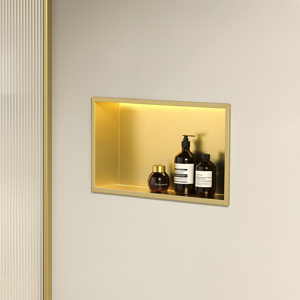 Raft Baie Incastrat Perete Led 30x45 Brush Gold  2