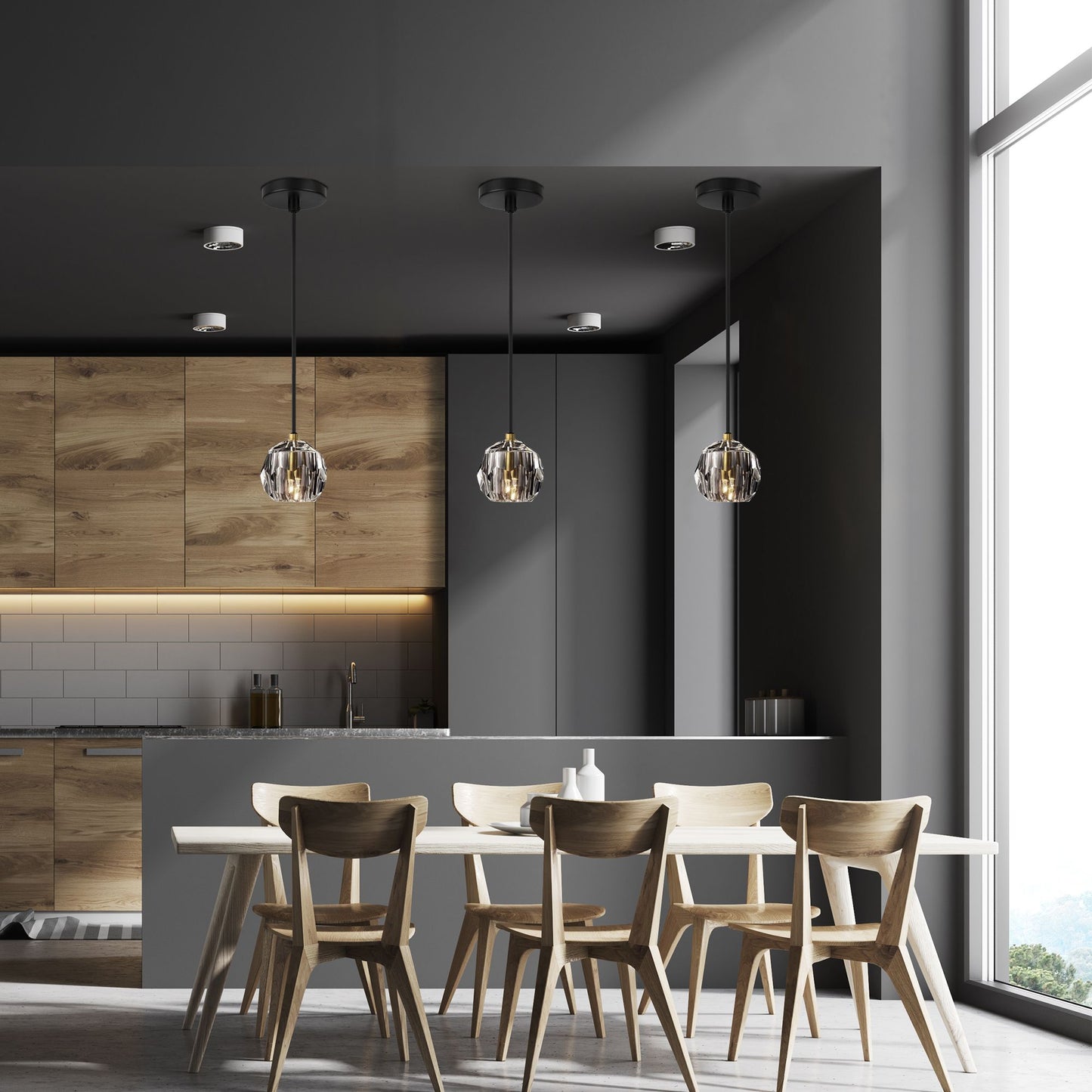 Lampă de tavan din cristal neagra APP586-1CP  9
