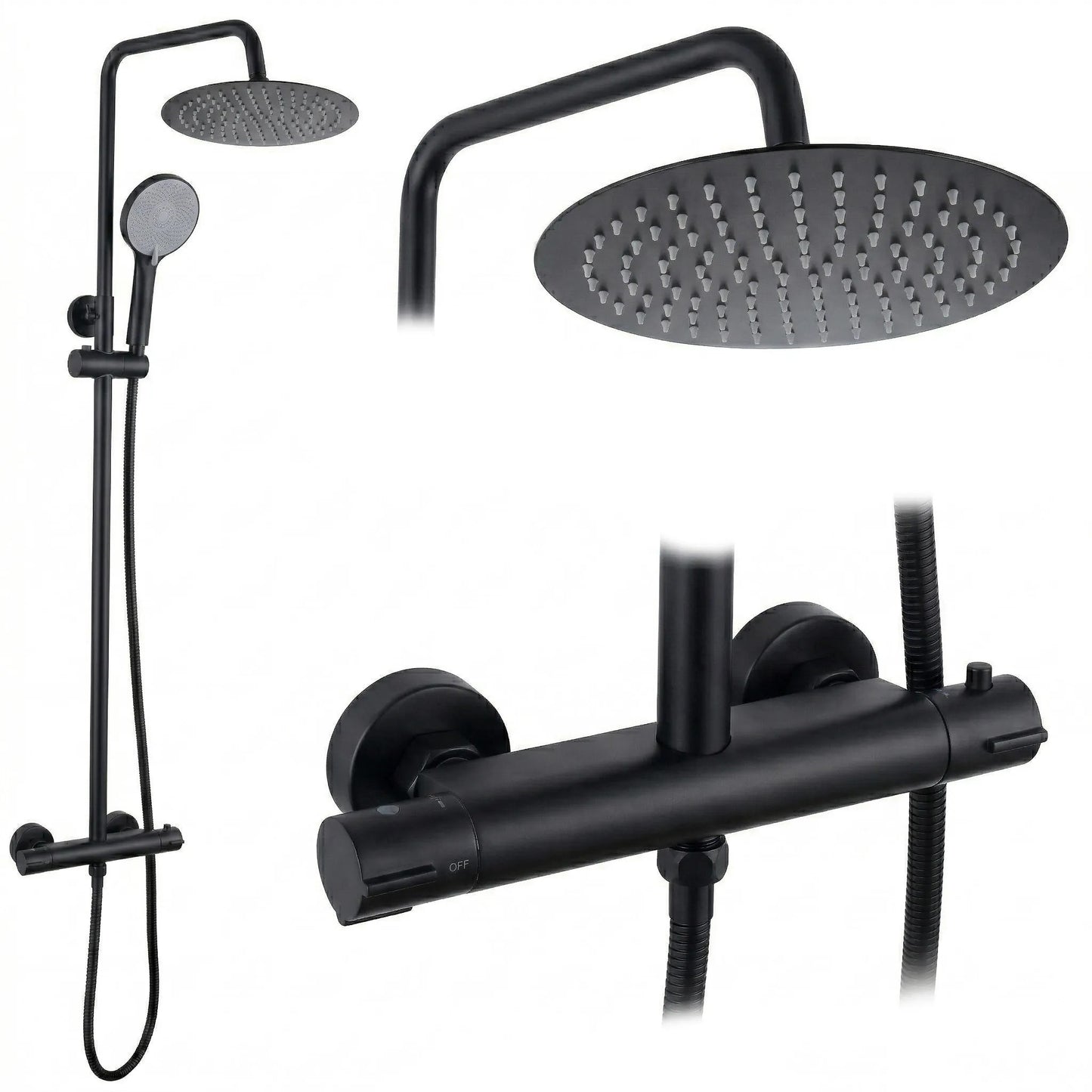 Set de duș fără pipă cu termostat Rea Lungo Black  10