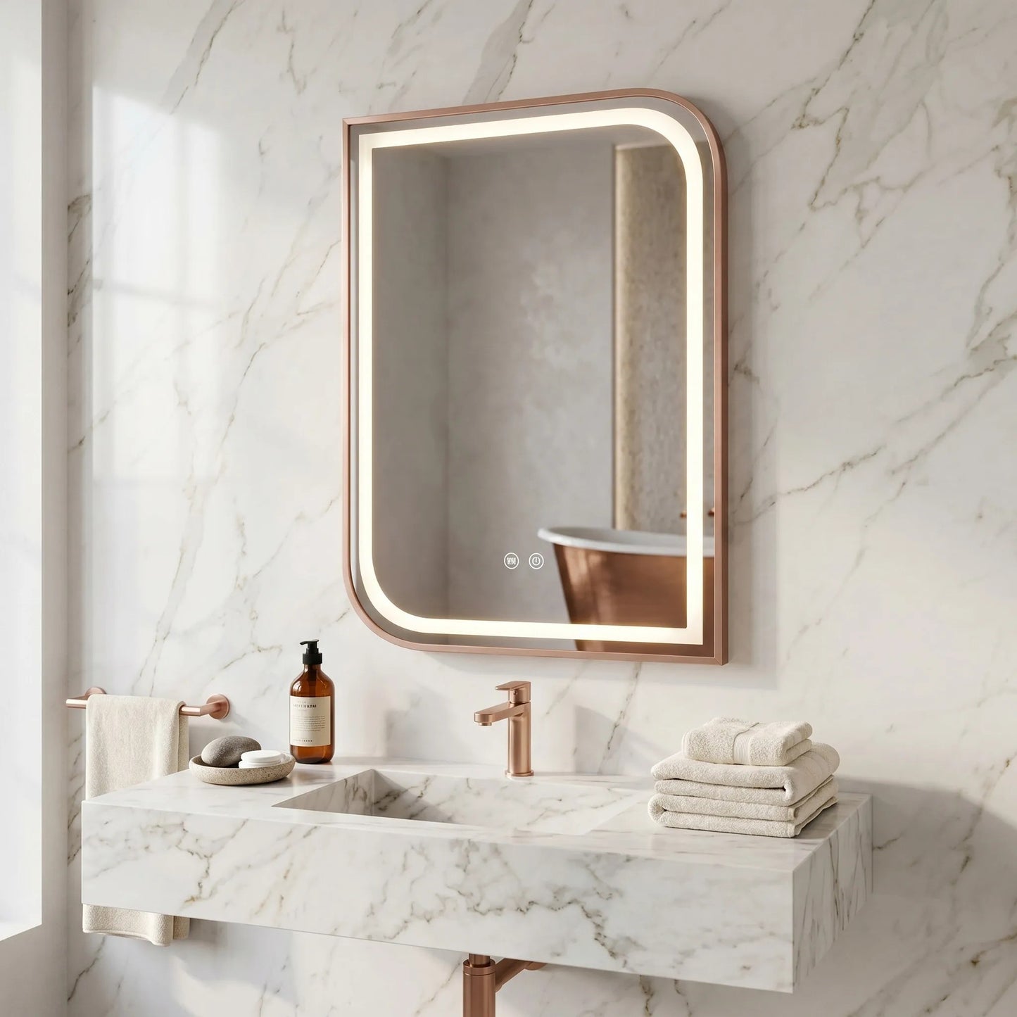 Oglindă LED ZONE 80x60 BRUSH  ROSE GOLD  10