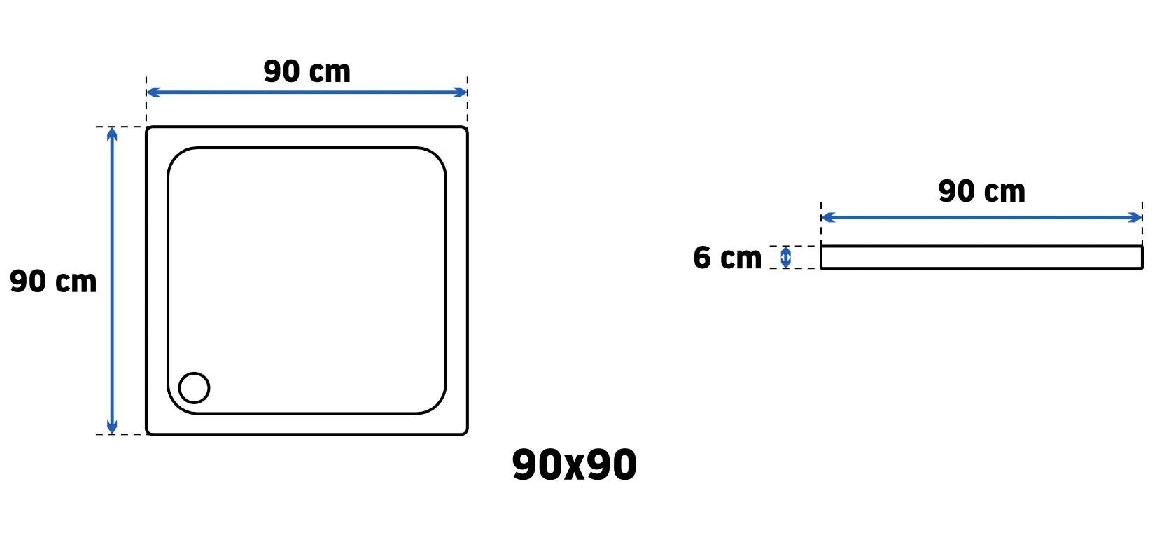 Cada pentru dus din acril Rea Savoy alb  90x90 Capac aur periat 10
