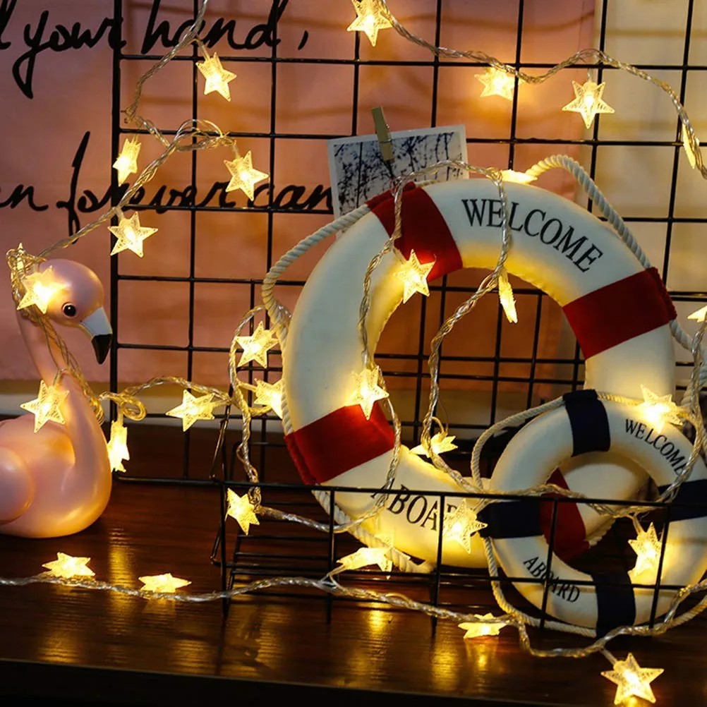 Ghirlanda Pentru Pom De Craciun LED Auriu Stelute 10