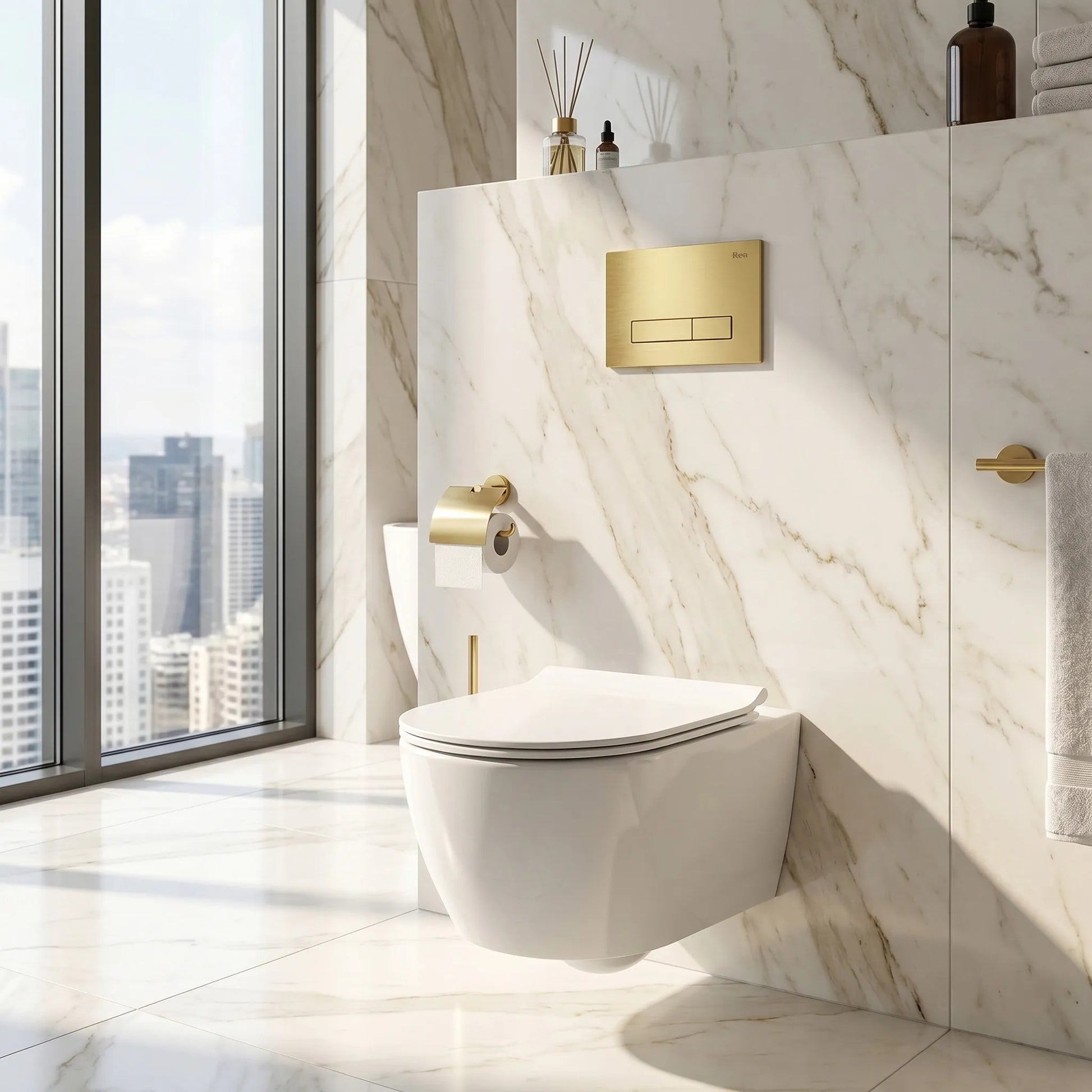 Set Cadru Îngropat Slim 024N Pentru WC Cu Buton HD Gold 10