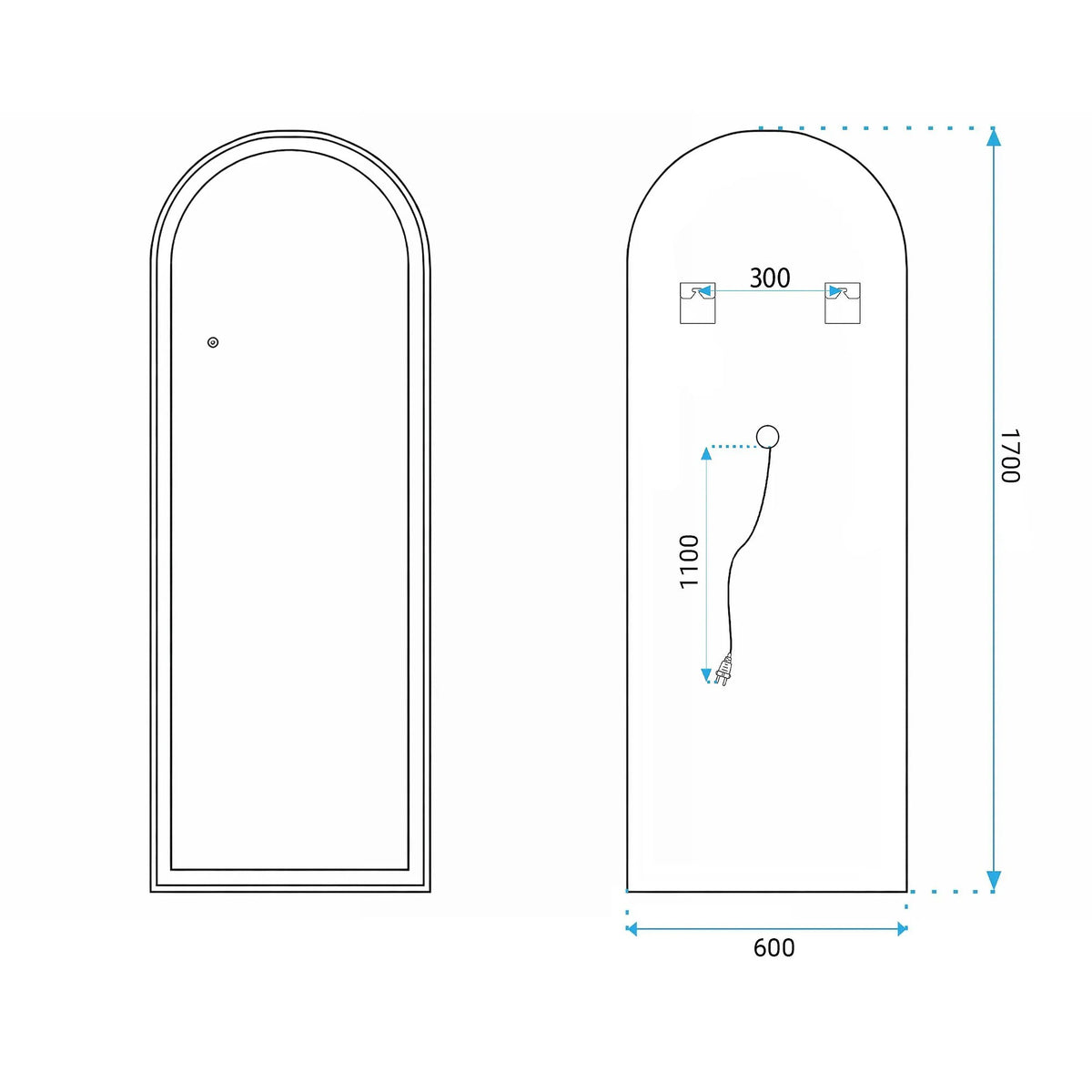 Oglindă LED Orbit 60x170cm Black 10