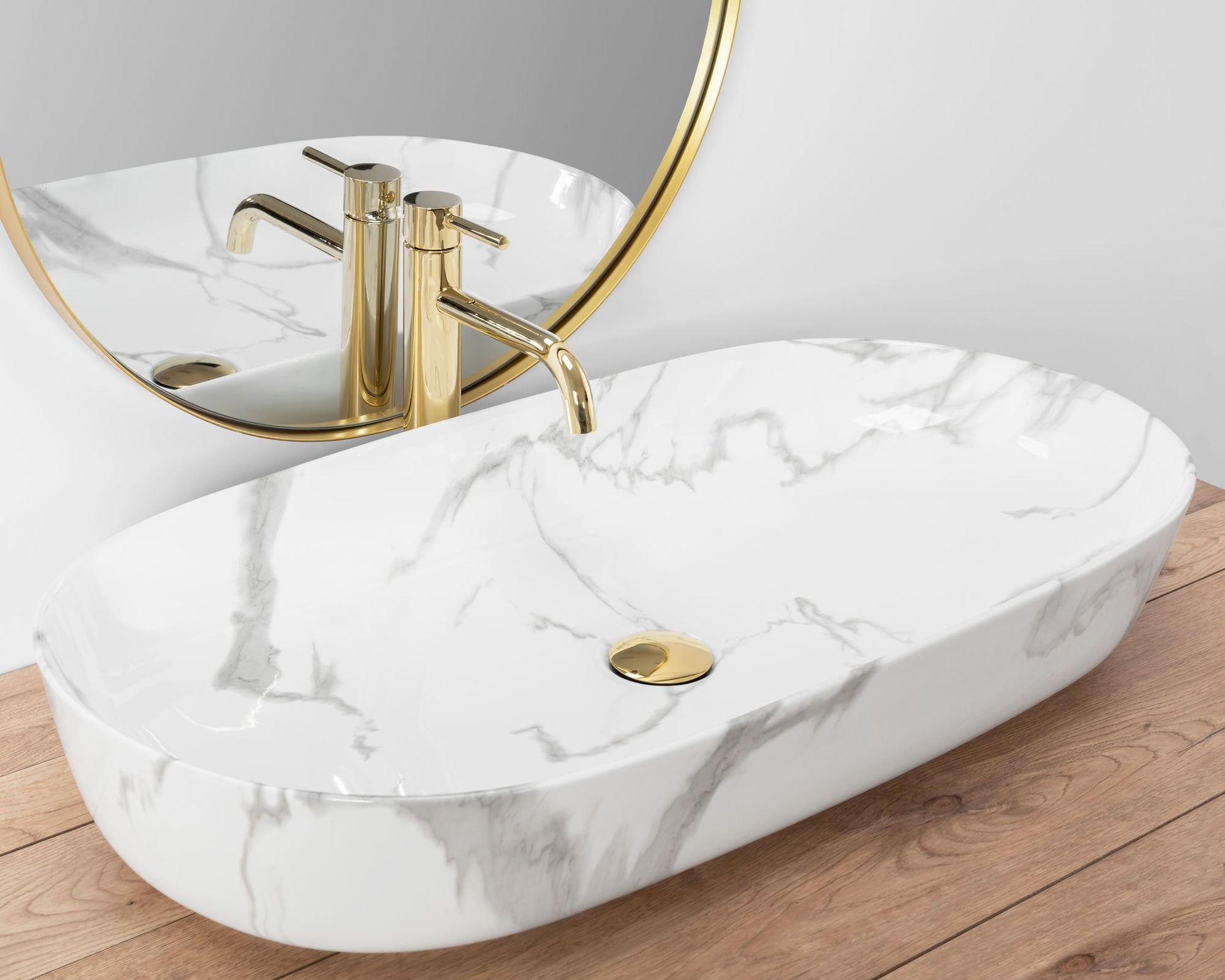 Lavoarul REA CLEO 81 Shiny Marmo din ceramică  2