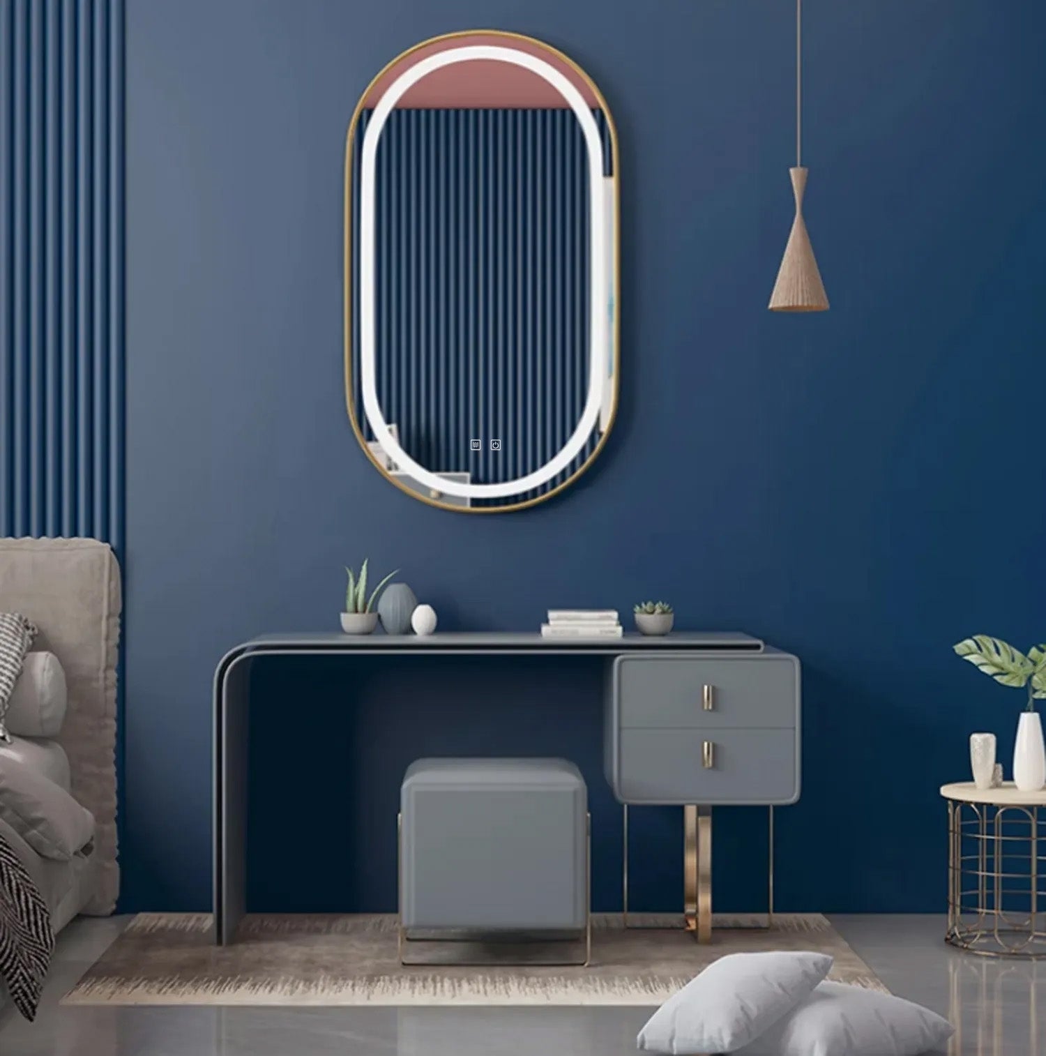Oglindă LED OLL 60x90 cm Brush Gold  5