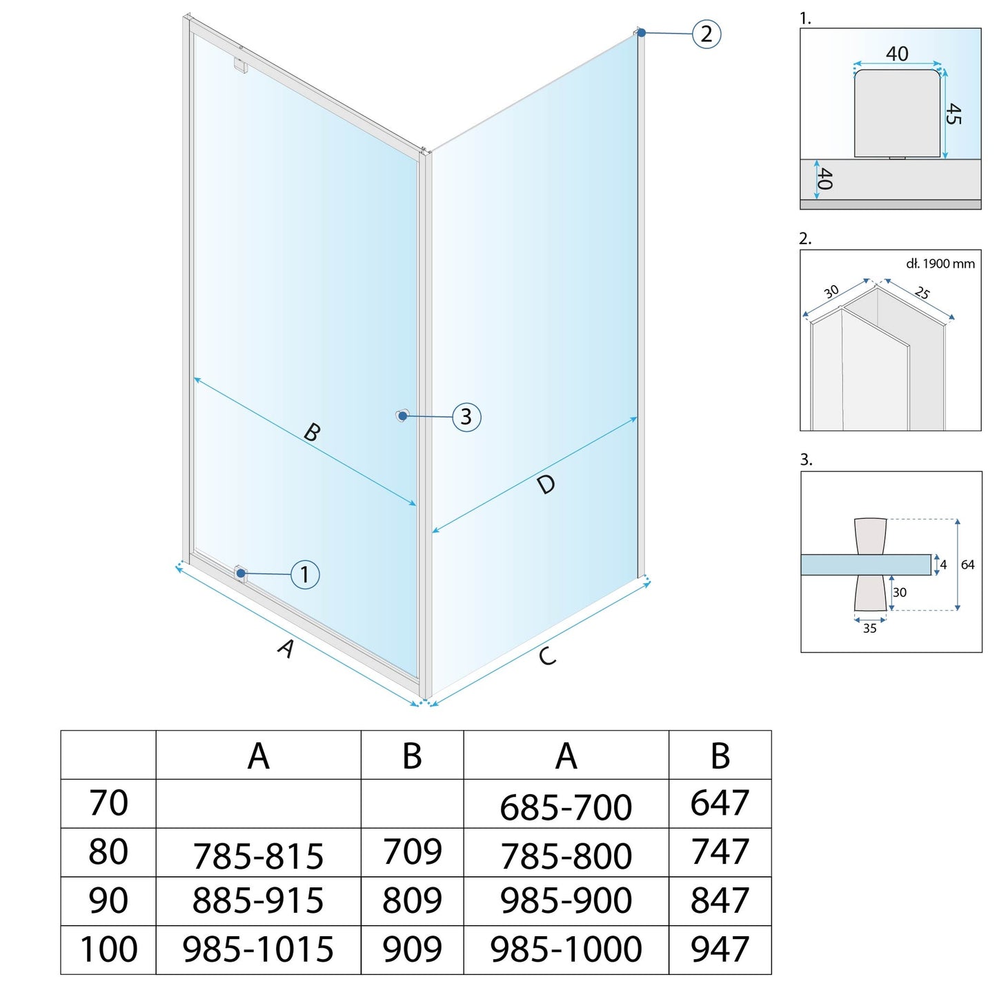 Cabina De Dus Rea Primo Swing 100x70 Chrome  8