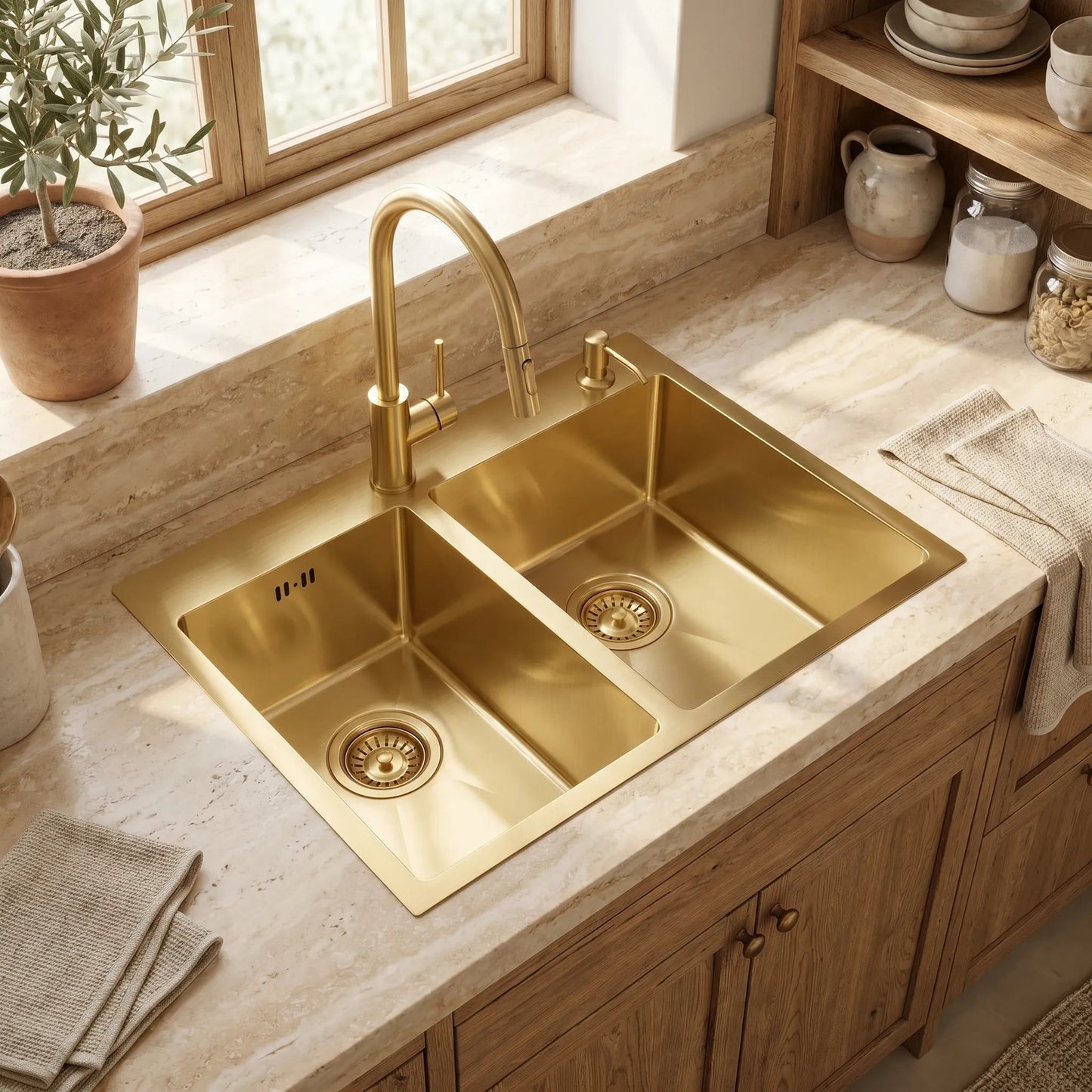 Chiuvetă inox Toby BRUSH GOLD fără robinet de bucătărie 11