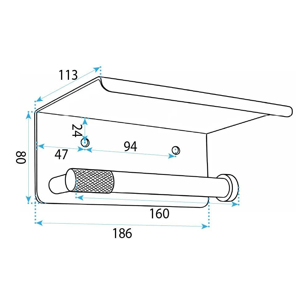 Suport pentru hârtie igienică cu poliță 6613 Modern Nickel Brush  11