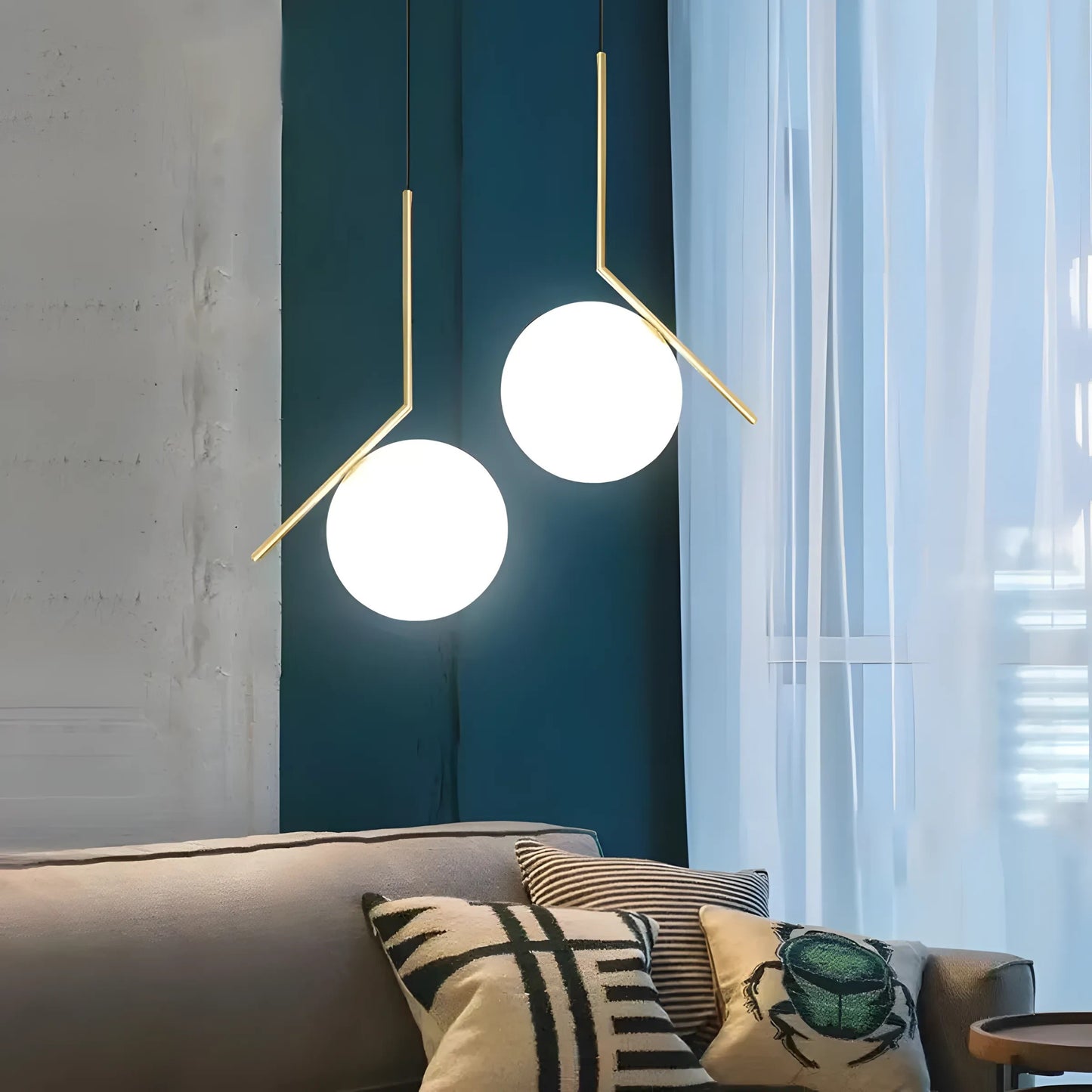 Lampă de tavan suspendata din sticlă aurie alba G106-1W Gold White  11
