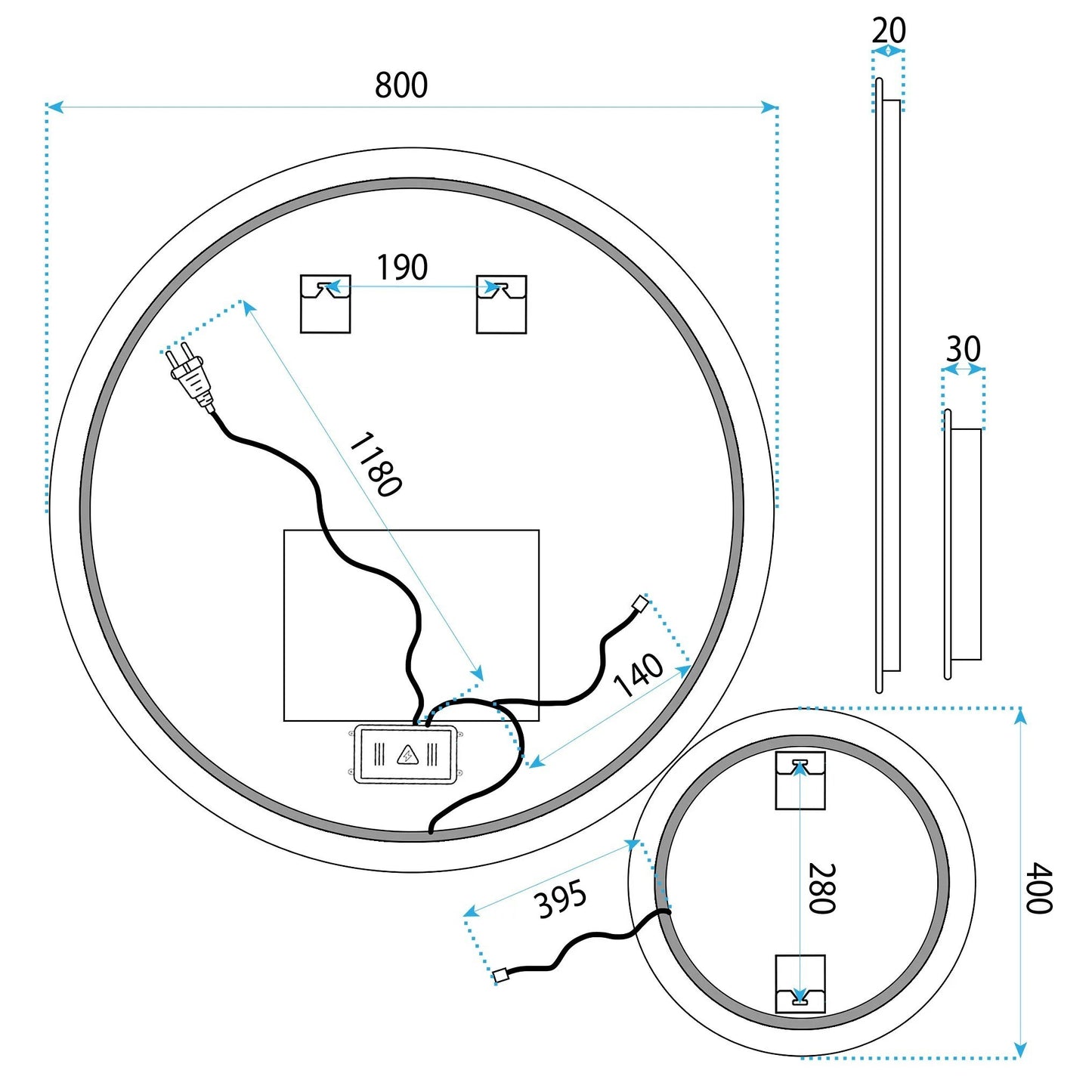 Oglindă LED R-8040 80cm + 40cm  11