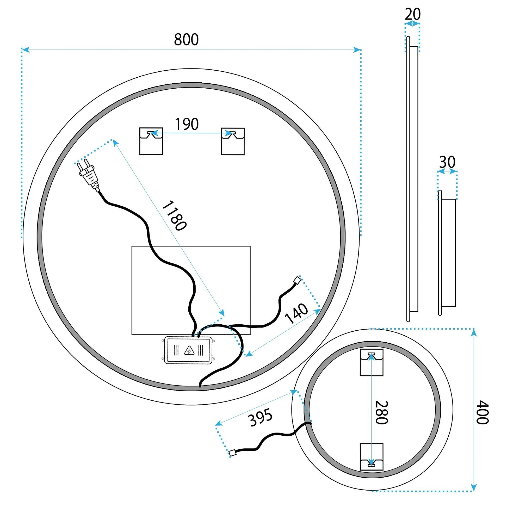 Oglindă LED R-8040 80cm + 40cm  11