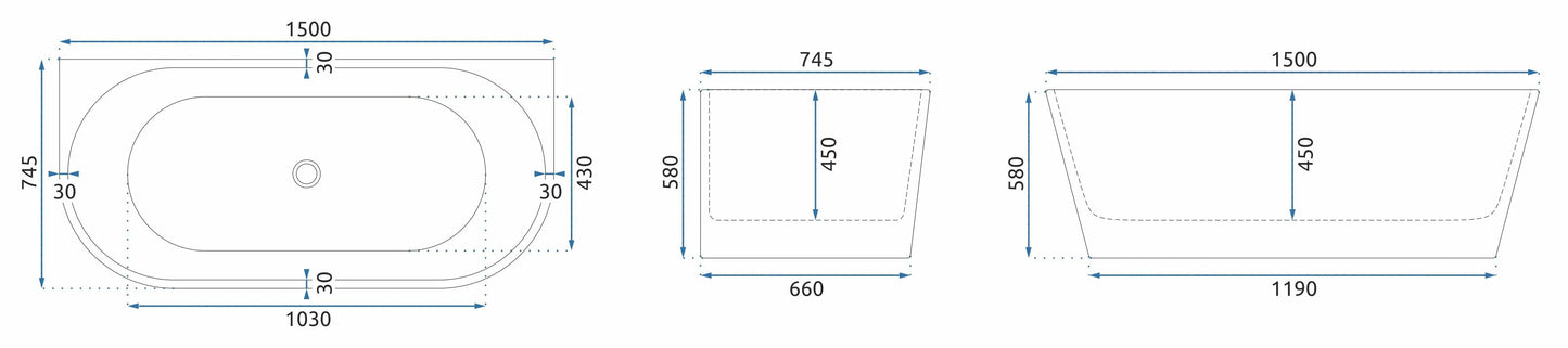 Cada din acril OLIMPIA 150cm Capac dop negru 11