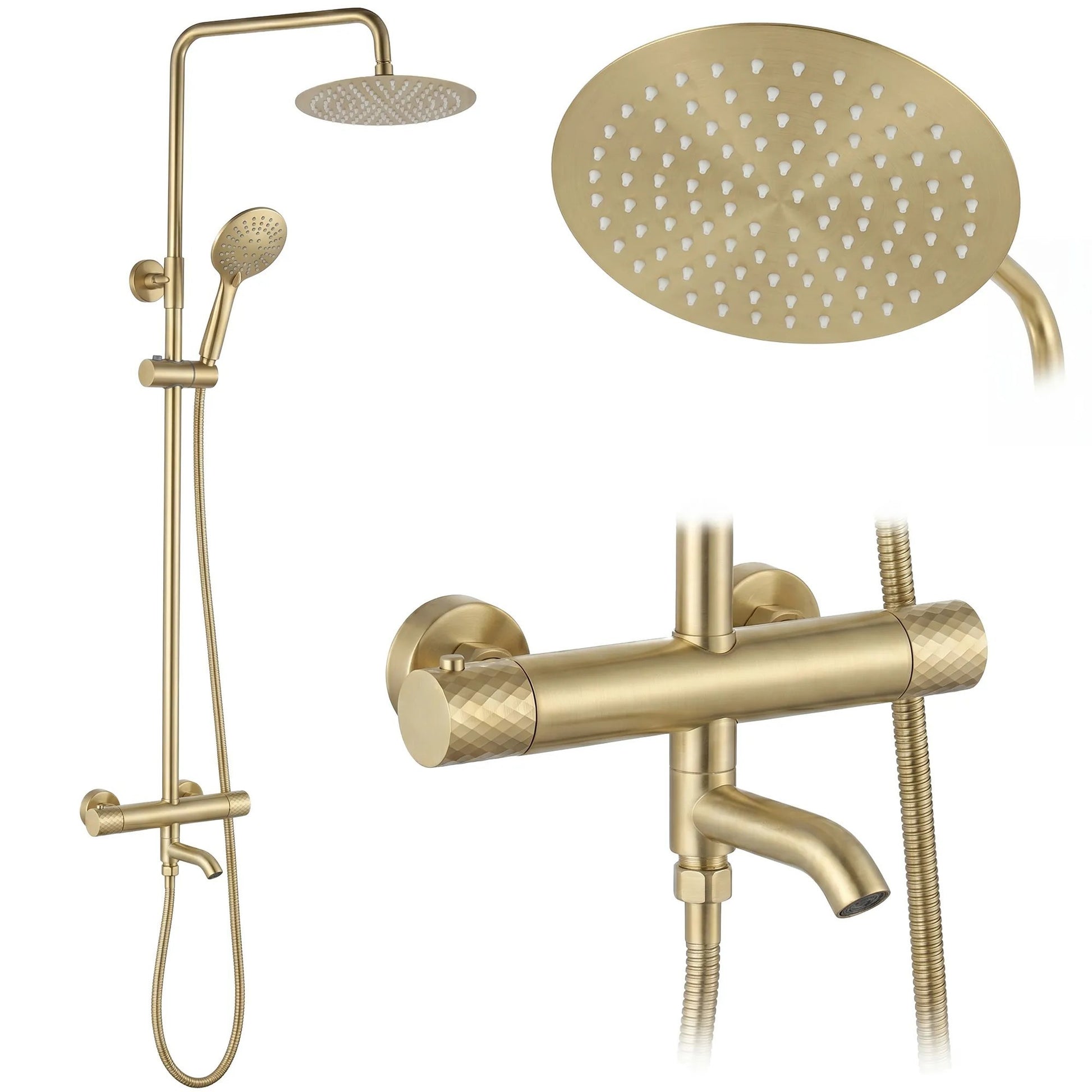 Coloana de dus cu termostat Lungo Diamond Gold Brush  11