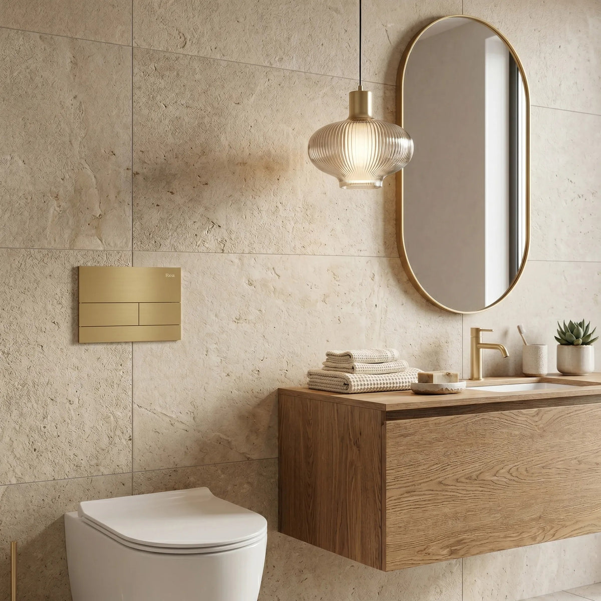 Set Cadru Îngropat Slim 024N Pentru WC Cu Buton T Brush Gold 11